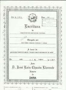 Escritura de la Asociacion Coloquios Medicos Quirurgicos