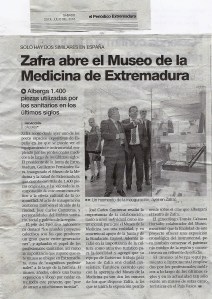 Noticia en Periodico Extremdura de Inauguracion del Museo