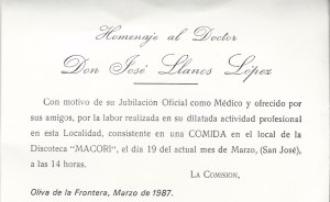 Homenaje a D. José Llanos López. 