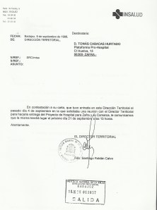 Carta del Director Provincial del Insalud 001