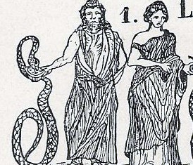 Esculapio e Higiea. Grabado